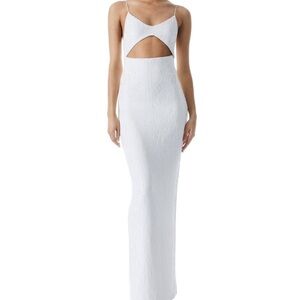 ALICE & OLIVIA VALLI CUT OUT CAMI DRESS IN OFF WHITE